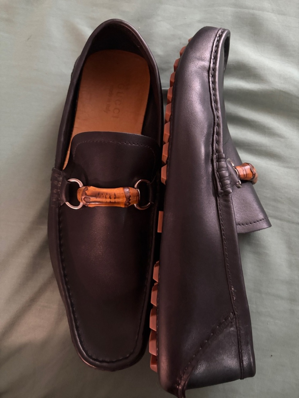 Gucci Men’s Dark Brown Leather Drivers with Bamboo Bit - Picture 3 of 5